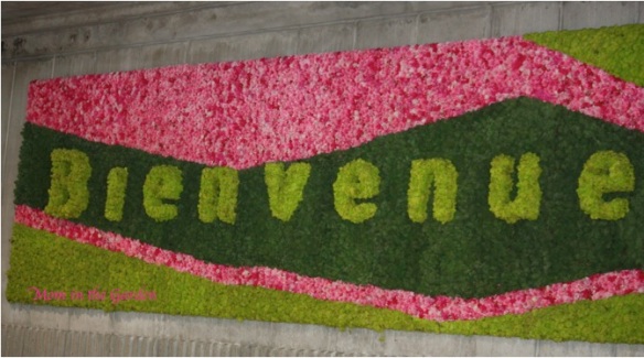 Bienvenue  Welcome to Paris!  (all in flowers and greenery)