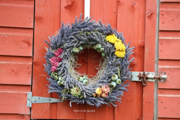 lavender wreath with garden flowers